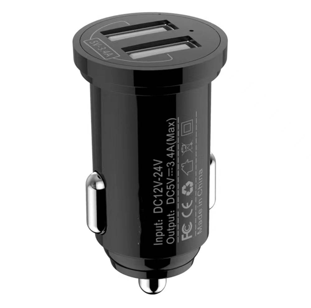 Mini Caricatore da Auto 2 Porte USB-A 17W/3.4A Nero-4