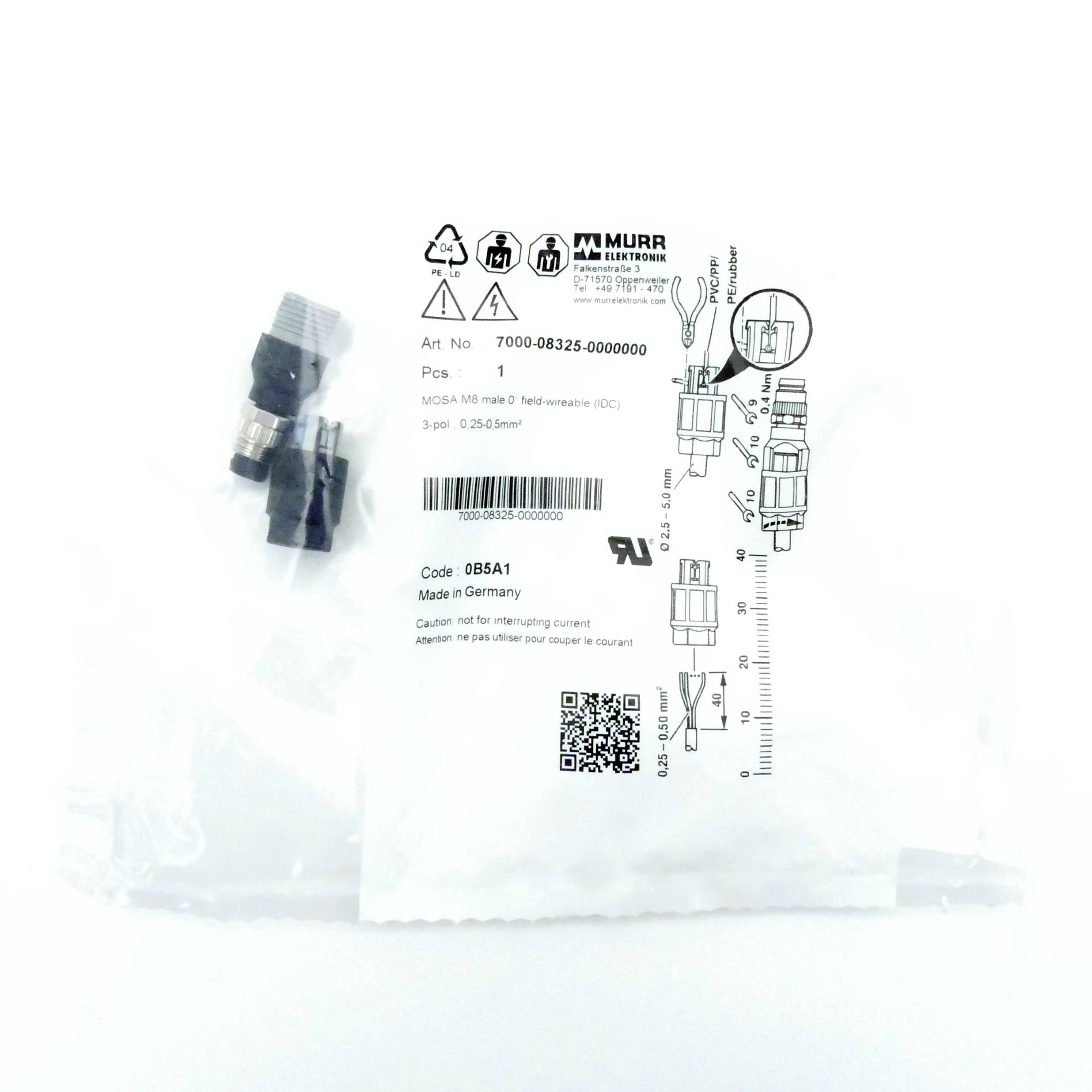 Murrelektronik - 7000-08325-0000000 - Murr Elektronik MOSA M8 Connettore gerade, Feldverdrahtbar | 7000-08325-0000000-1