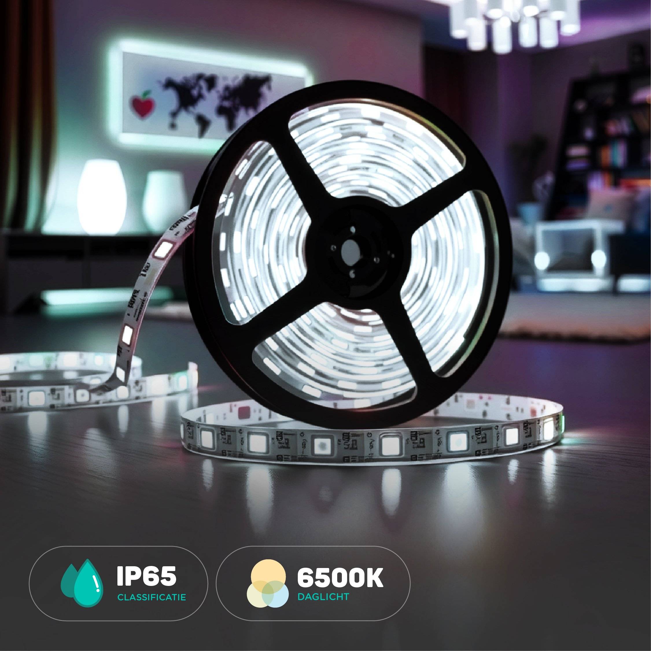 V-TAC Strip LED 220V SMD2835 10.5W/m 10m 120 LED/m con Spina 6500K IP65 10mm-0