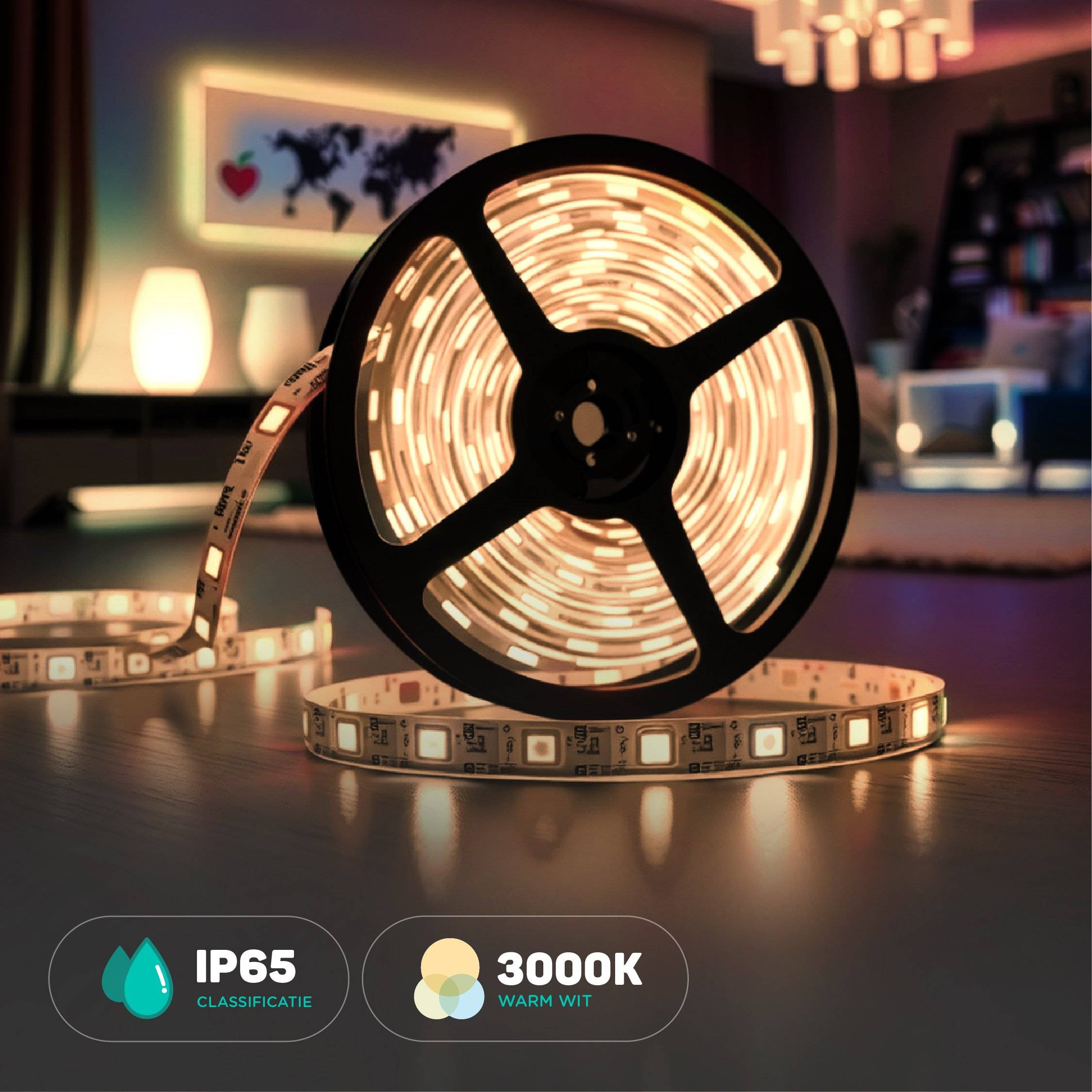 V-TAC Strip LED 220V SMD2025 12.5W/m 10m 286 LED/m effetto COB con Spina 3000K IP65 10mm-0