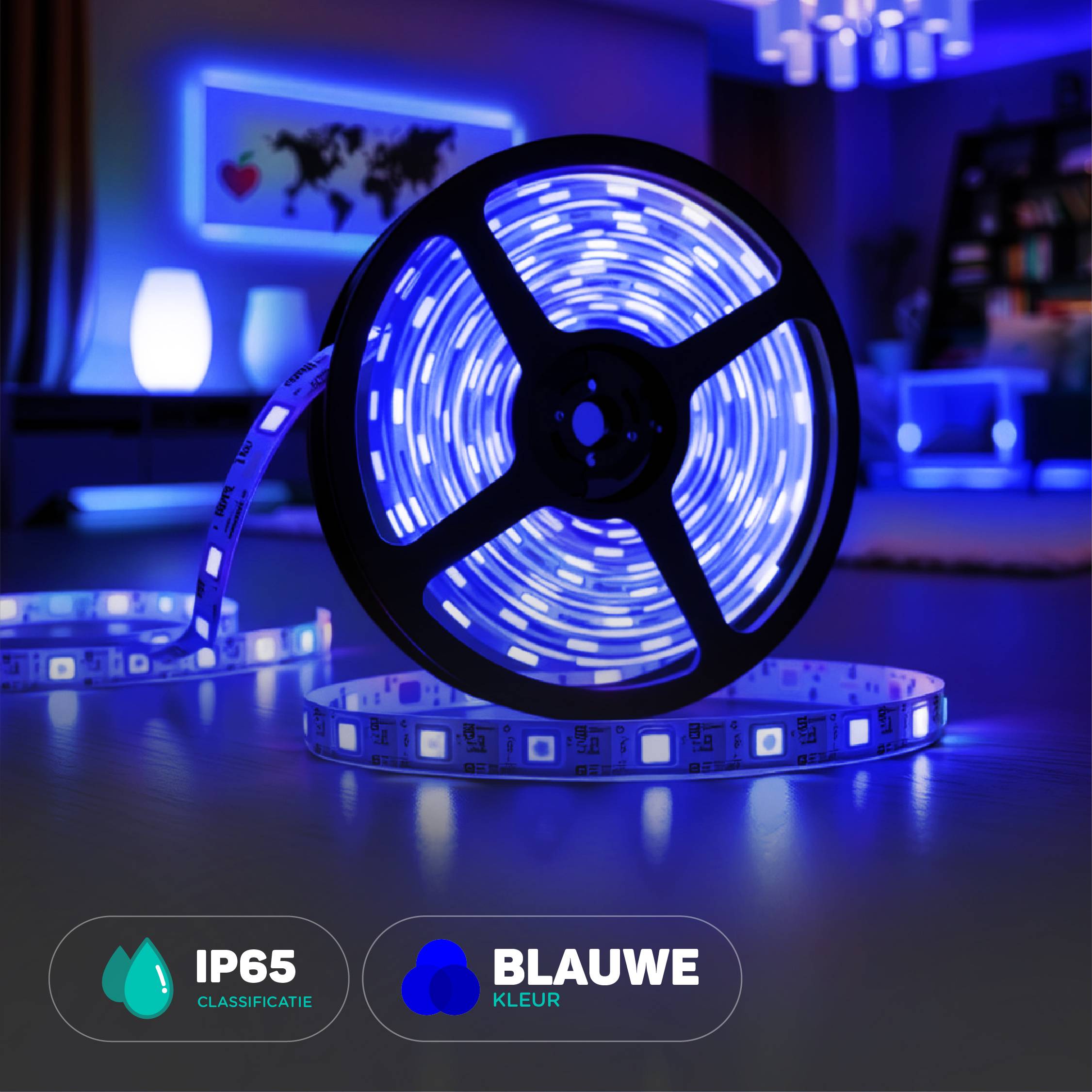V-TAC Strip LED 220V Blu Chiaro SMD2835 10.5W/m 10m 120 LED/m con Spina IP65 10mm-0