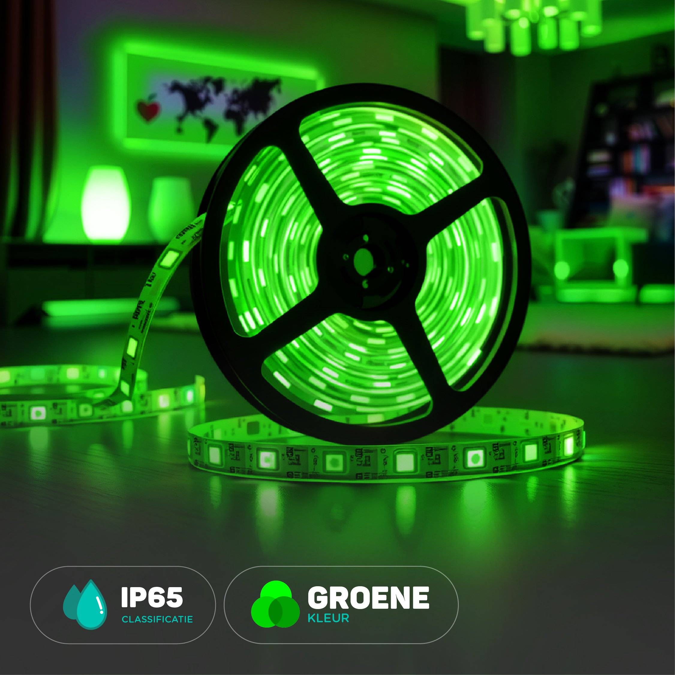 V-TAC Strip LED 220V Verde Chiaro SMD2835 10.5W/m 10m 120 LED/m con Spina IP65 10mm-0