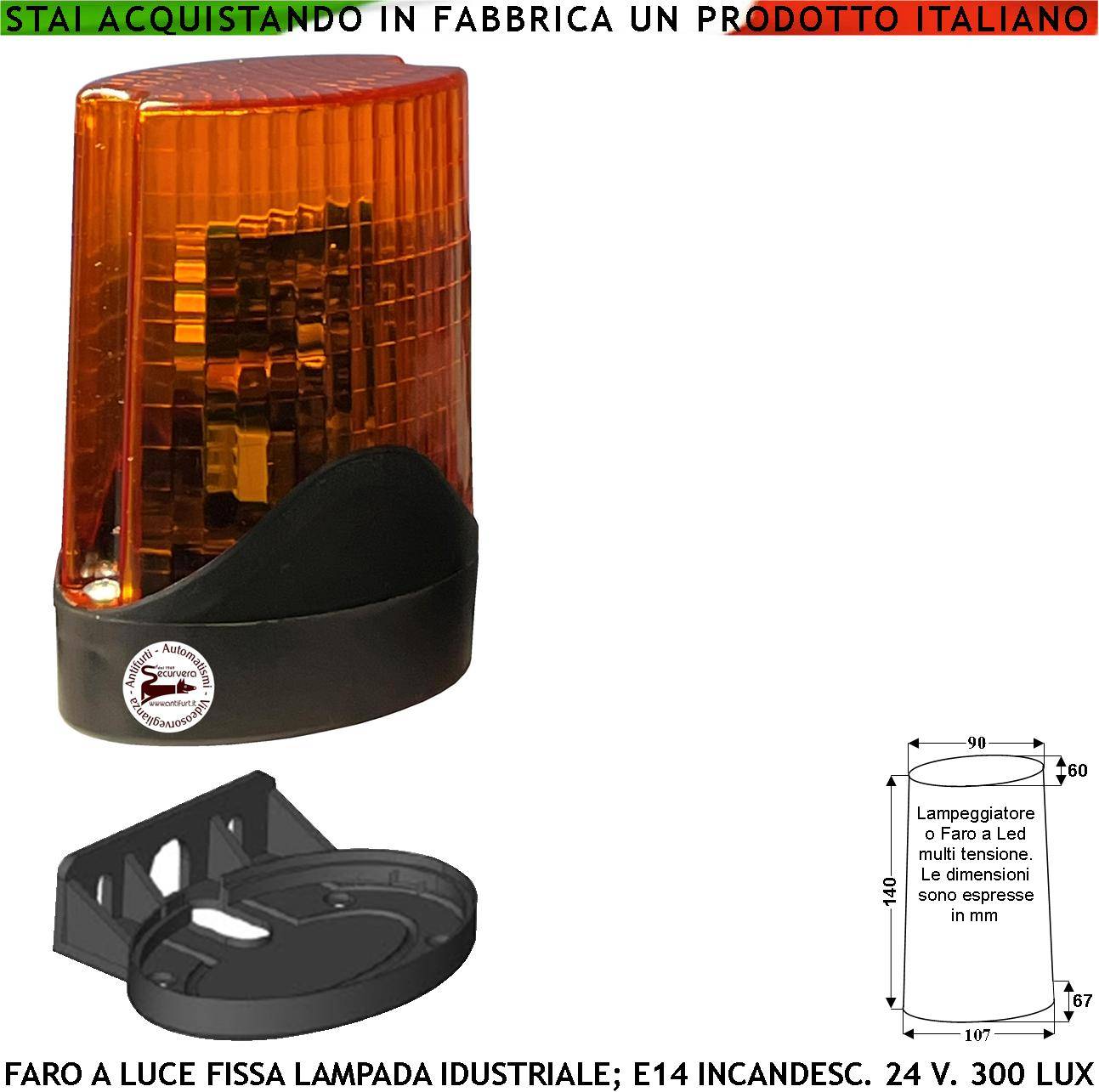 Faro Luce Fissa Oppure Selezione Lampeggiante Con 12 Led 4 File 60 Cicli al Minuto Alimentazione 12 Vcc 24/230 Vac Con-0