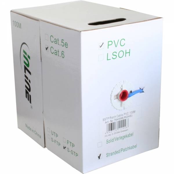 Cavo patch InLine Cat.6 S/FTP (PiMf) - blu - AWG27 - PVC - CU - 100 m-1