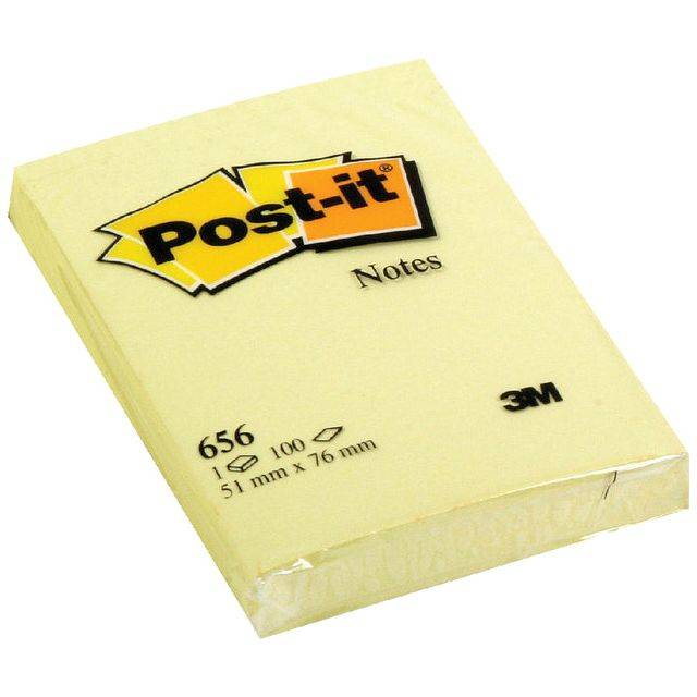 3M Post-it Notes Haftnotizen, 51 x 76 mm, gelb 100 Blatt-Block (656)-3