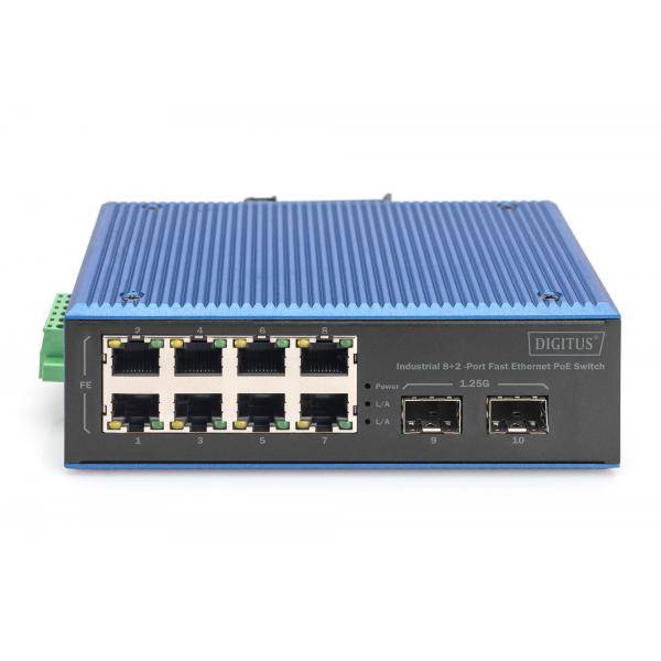 DIGITUS Switch 8+2 -Port Fast Ethernet PoE C/APC Stecker 5-1