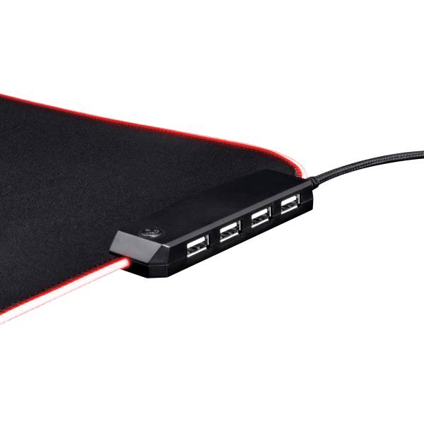 TRUST GXT765 GLIDE-FLEX RGB MOUSEPAD & HUB USB 4 PORTE CAVO A TRECCIA DA 1.2 M BASE IN GOMMA ANTISCIVOLO BLACK-2