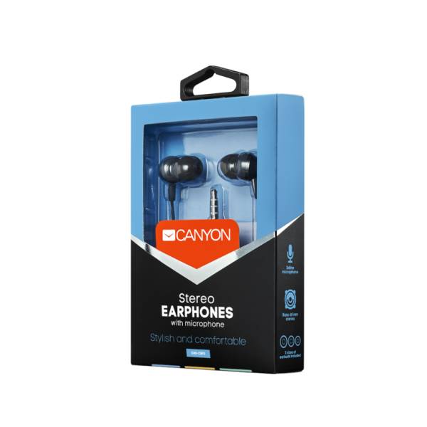 Canyon CNS-CEP3DG Auricolare Cablato In-ear Musica e Chiamate Nero (Show up earphone Alu Housing 3.5mm Plug Microphone)-2