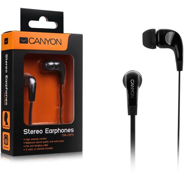 Canyon CNE-CEP2B cuffia e auricolare Cuffie Cablato In-ear MUSICA Nero (Canyon Essential Stereo Earphones Black)-0