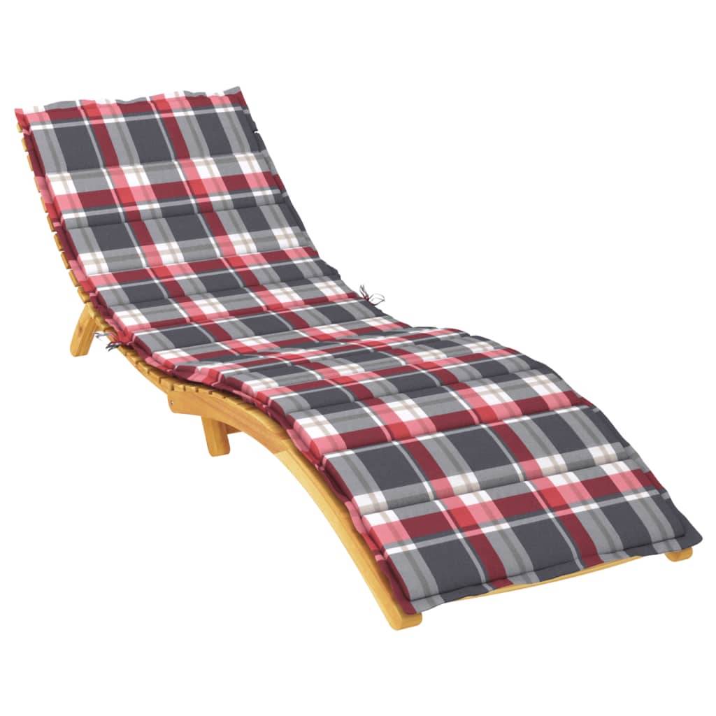 Cuscino per Lettino a Quadri Rossi 200x60x3 cm Tessuto Oxford-3