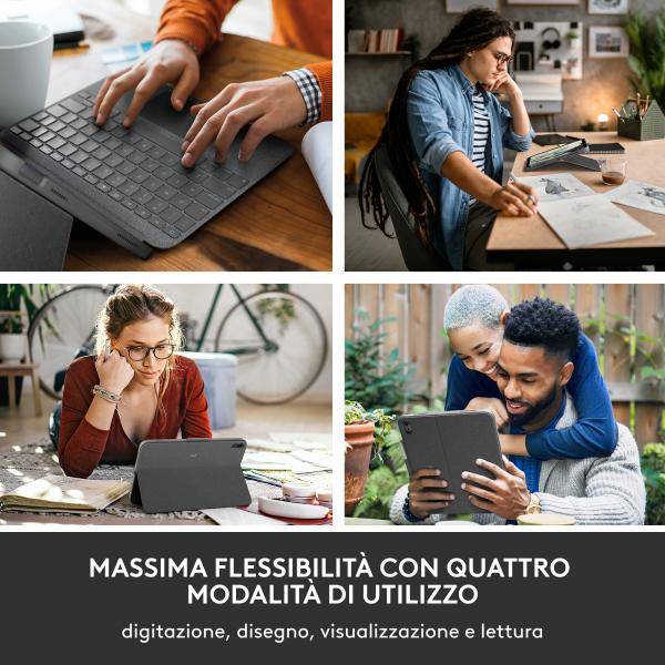 Logitech Custodia con Tastiera Combo Touch iPad 10a Generazione Grigio-1