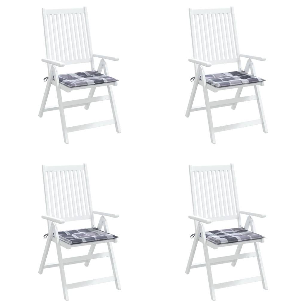 Cuscini per Sedia 4 pz a Quadri Grigi 50x50x3 cm Tessuto Oxford-4