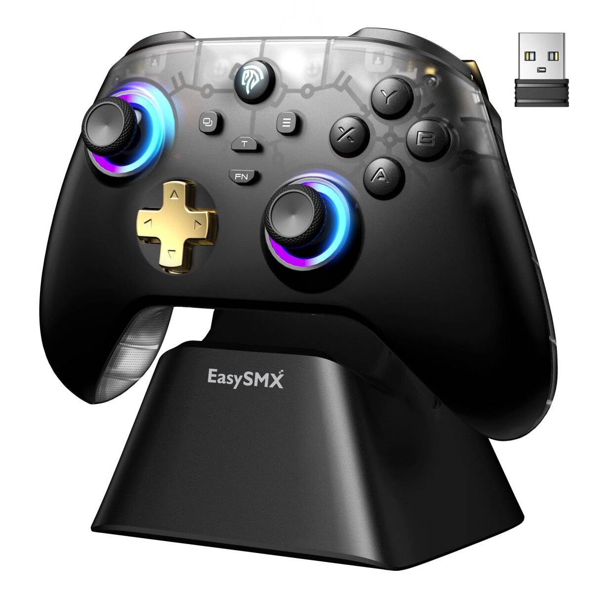Controller di gioco multipiattaforma EasySMX D05 con stazione di ricarica, joystick ad effetto Hall e grilletti-0