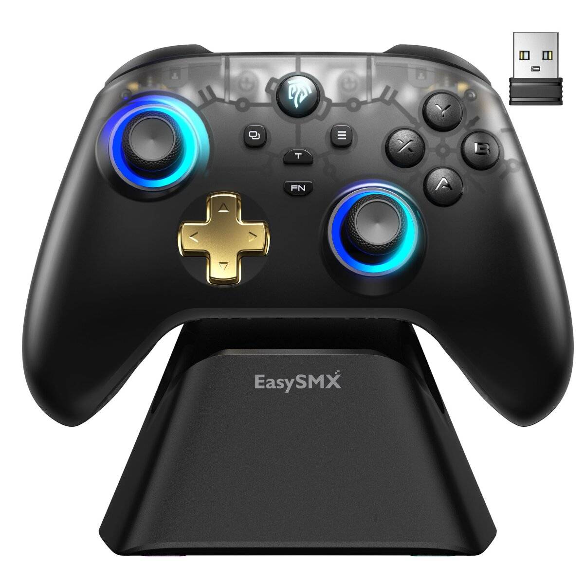 Controller di gioco multipiattaforma EasySMX D05 con stazione di ricarica, joystick ad effetto Hall e grilletti-2