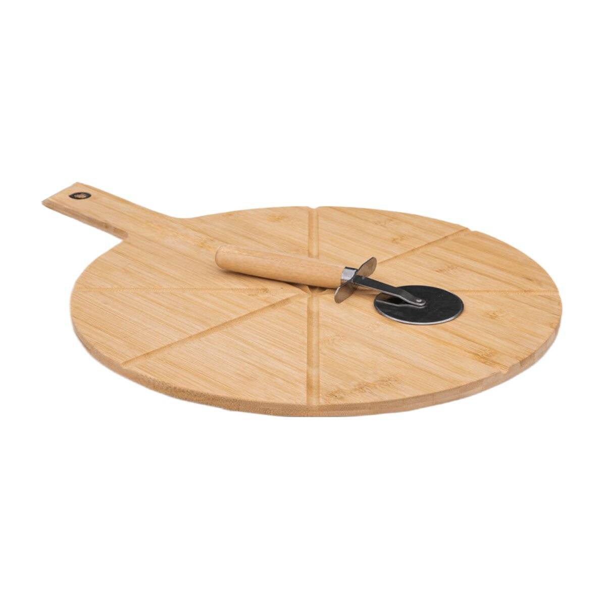 Set pizza in bambù 2 pezzi con tagliere e tagliapizza-1