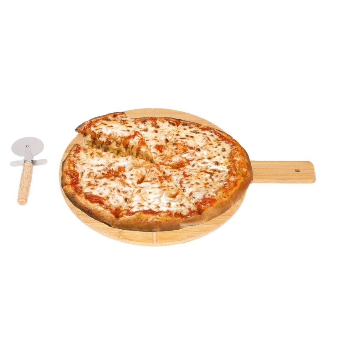 Set pizza in bambù 2 pezzi con tagliere e tagliapizza-3