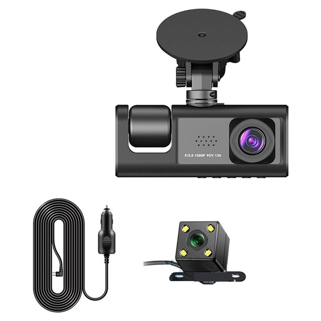 Dash Cam Telecamera A 3 Vie Anteriore Dvr Auto A 3ch Hd 1080p Registratore Videocamera --0
