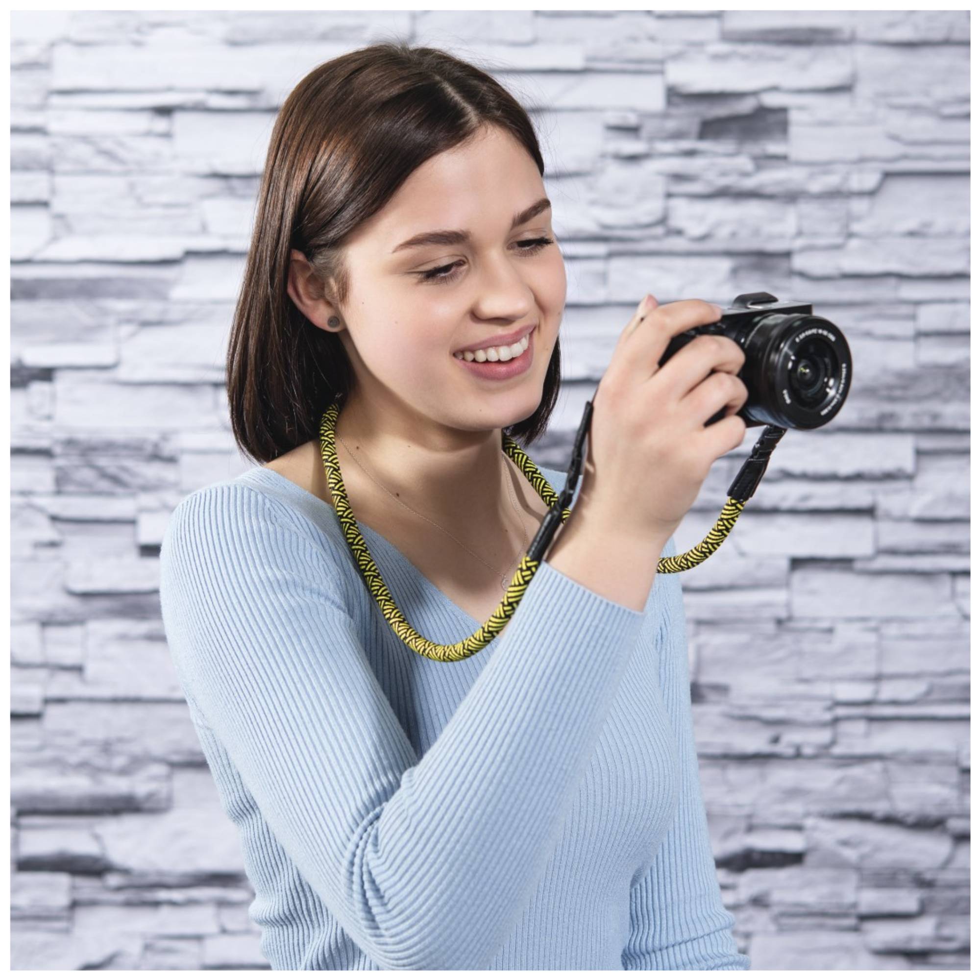 Hama Braid 120 tracolla Fotocamera Nylon Nero Giallo-2