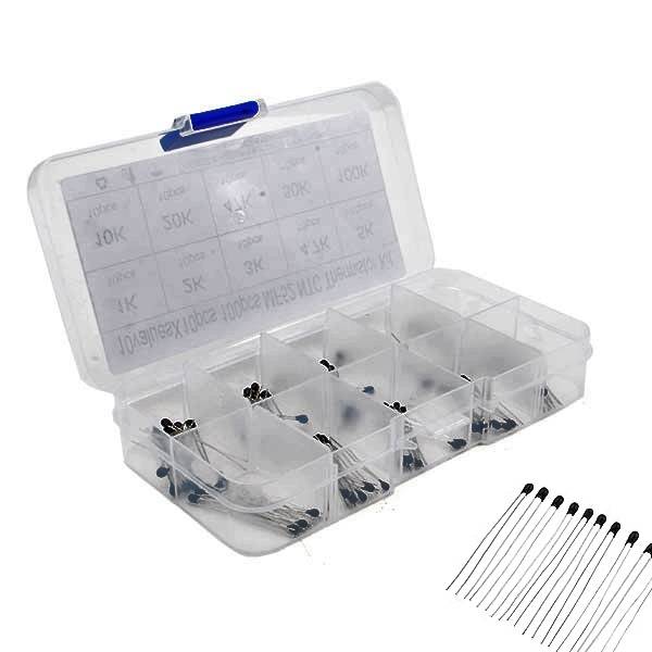 Box plastico con 100 termistori NTC da 1K a 100K