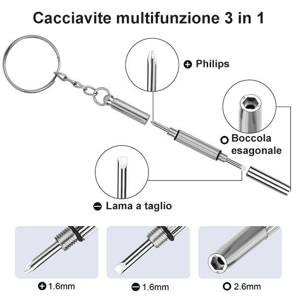 Kit di riparazione per occhiali e orologi con strumenti di precisione, viti e naselli-1