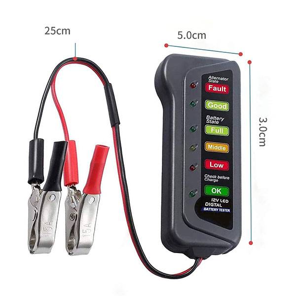 Tester digitale 12V per batteria e alternatore Auto/Moto - 6 LED-3