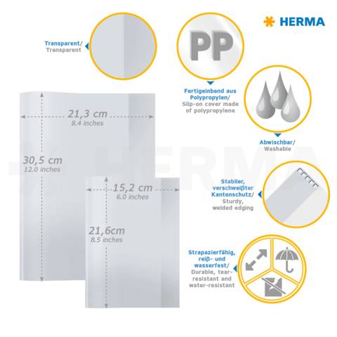 HERMA Heftschoner PP A4 transparent/farblos - Transparent - Polypropylene (PP) - Mann/Frau - 210 mm - 297 mm - 1 Stück(e-4