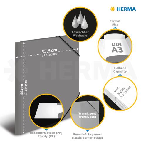 Herma 3-klap ekastikmappe PP A3 transp-4
