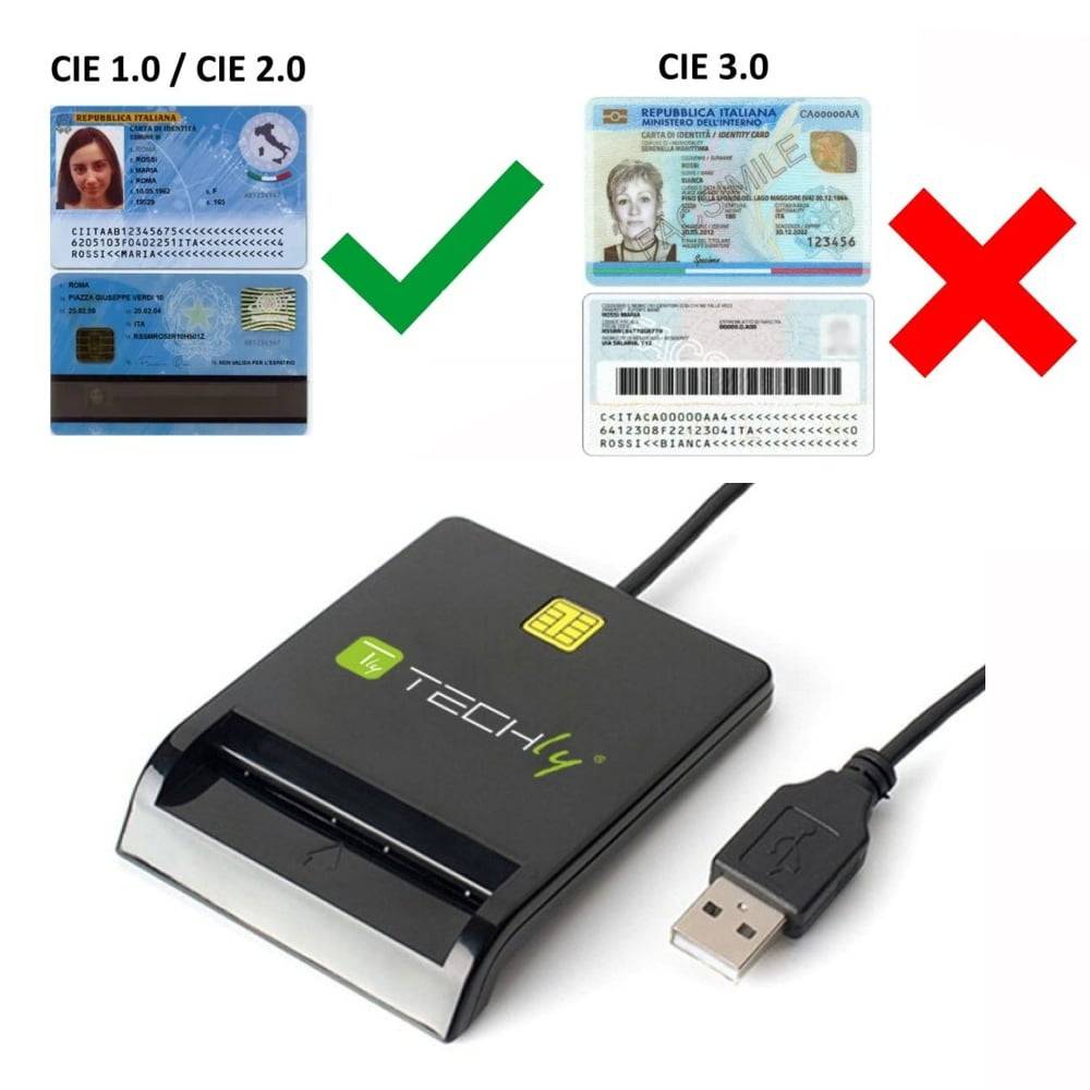 Lettore di Smart Card USB Esterno Nero-3
