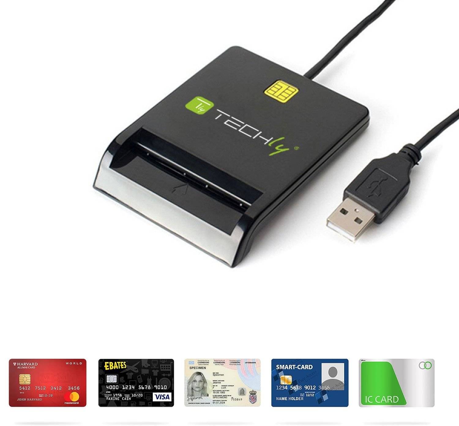 Lettore di Smart Card USB Esterno Nero-4