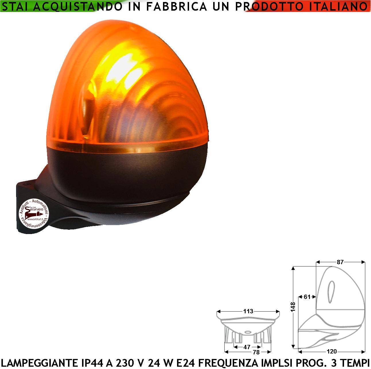 Lampeggiante Lampada 230 V da 20 W E14 Intermittenza Elettronica con Selezione Numero di Lampeggi al Minuto 60/90/120-0
