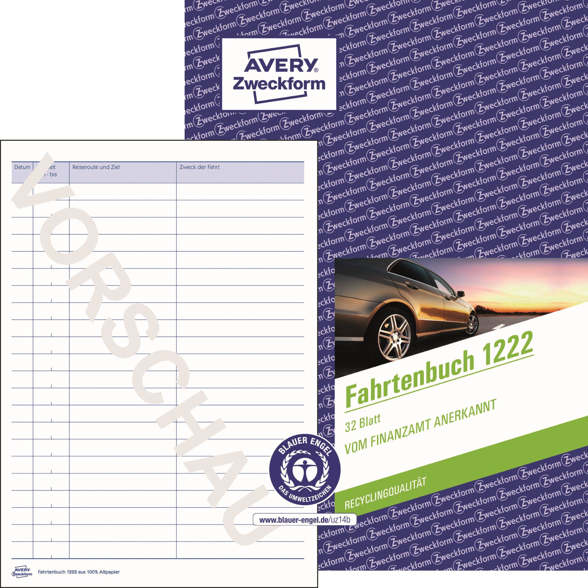 AVERY Zweckform modulo libro, giornale di bordo, auto con dichiarazione annuale 1222 DIN A5 32 pagine