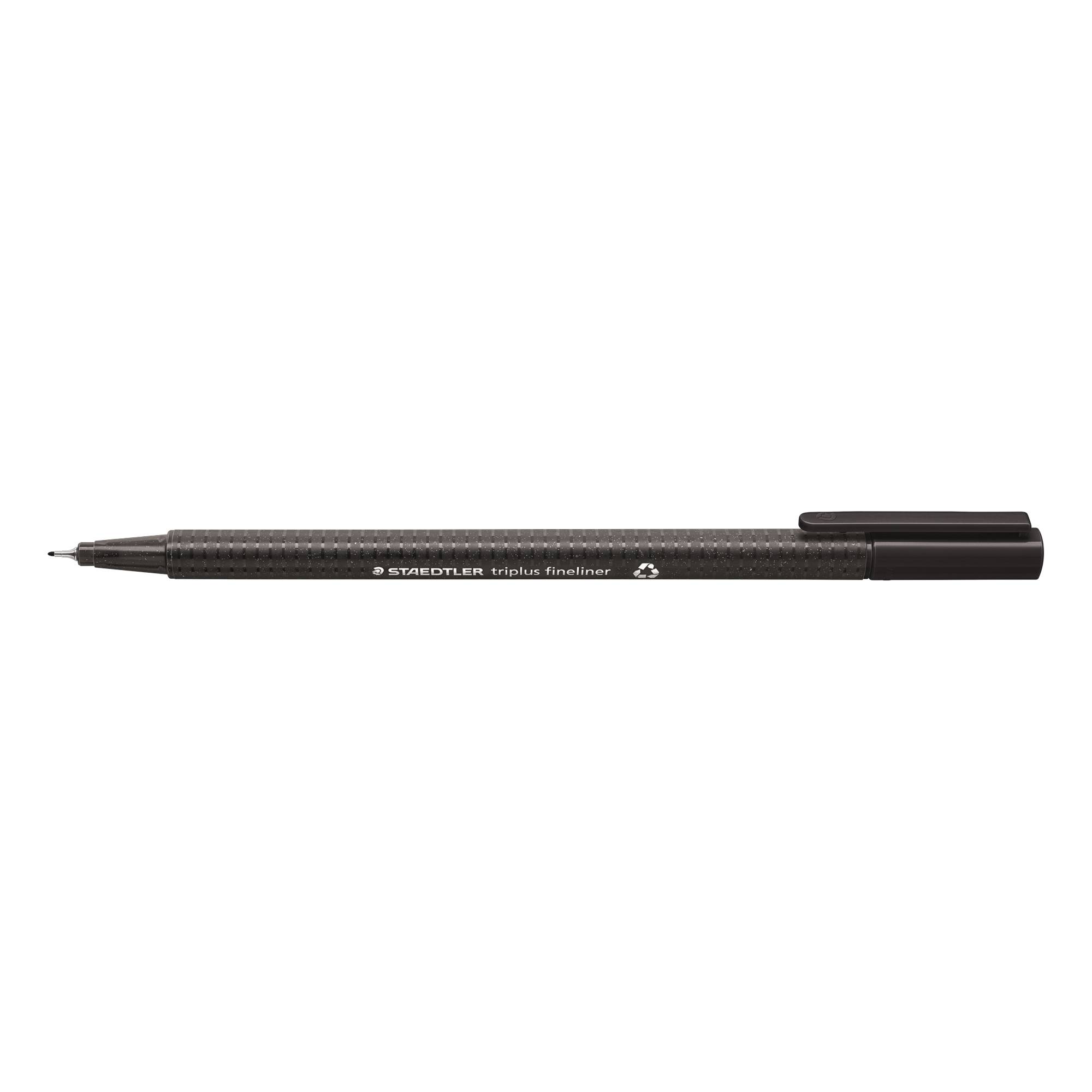 Staedtler Triplus Fineliner Pen 0.8mm Tip 0.3mm Line Black Pack 10 334-9-0