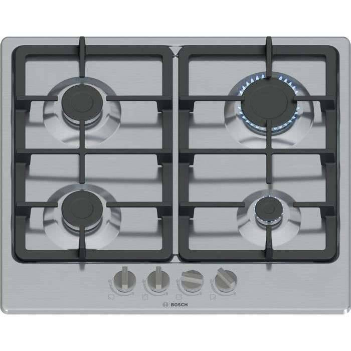 Piano cottura a gas - BOSCH Serie 4 - 4 fuochi - 52 x 58,2 x 4,5 cm - PGP6B5K90 - Acciaio inox-0