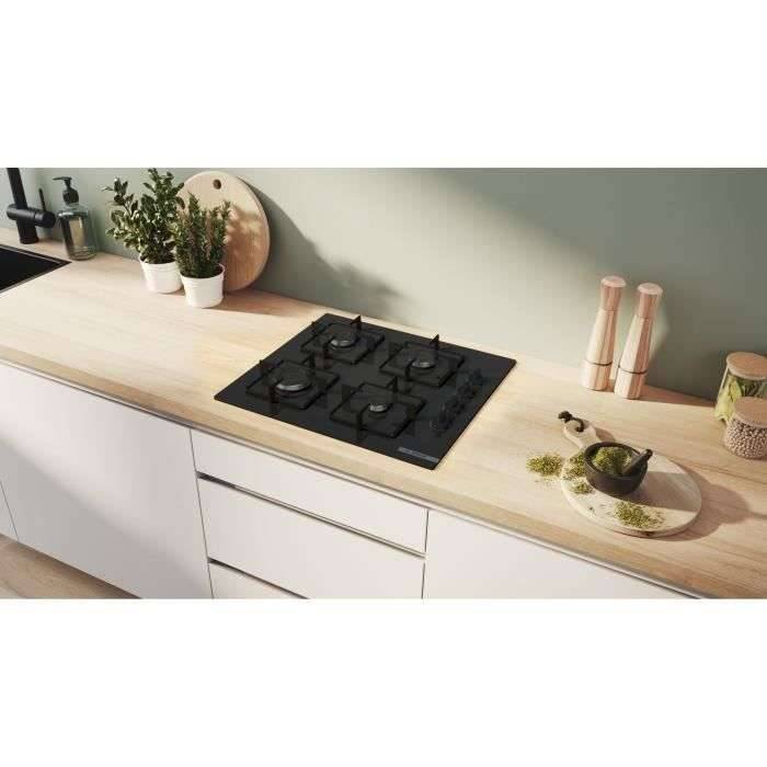 Piano cottura a gas - BOSCH Serie 2 - 4 fuochi - 52 x 59 x 5,4 cm - POP6B6K30 - Nero-1