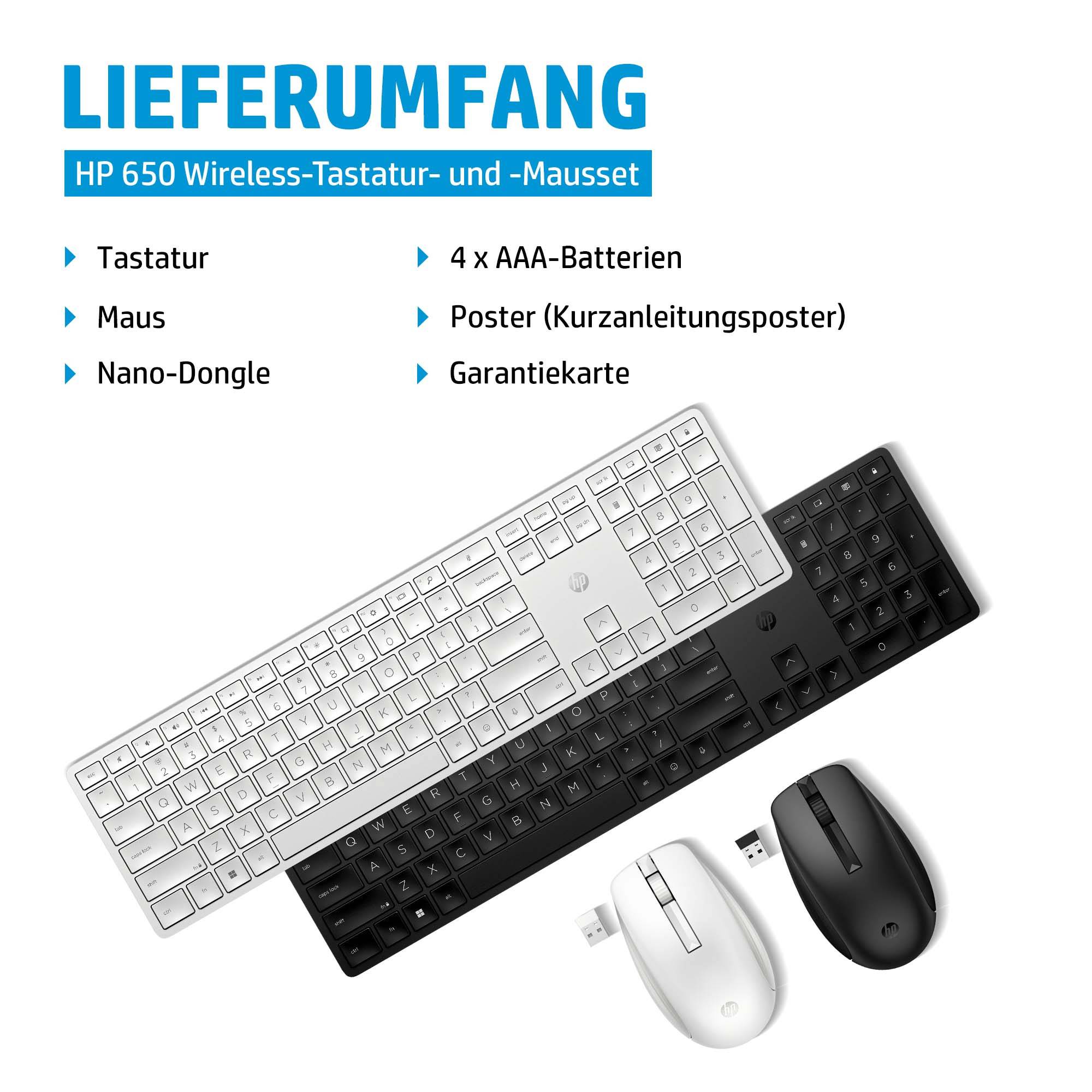 HP 650 - Tastatur-und-Maus-Set - kabellos - 2,4 GHz - Schwarz - für Laptop 15-dw1025nk, Pavilion Plus Laptop 14-eh0660nd-2