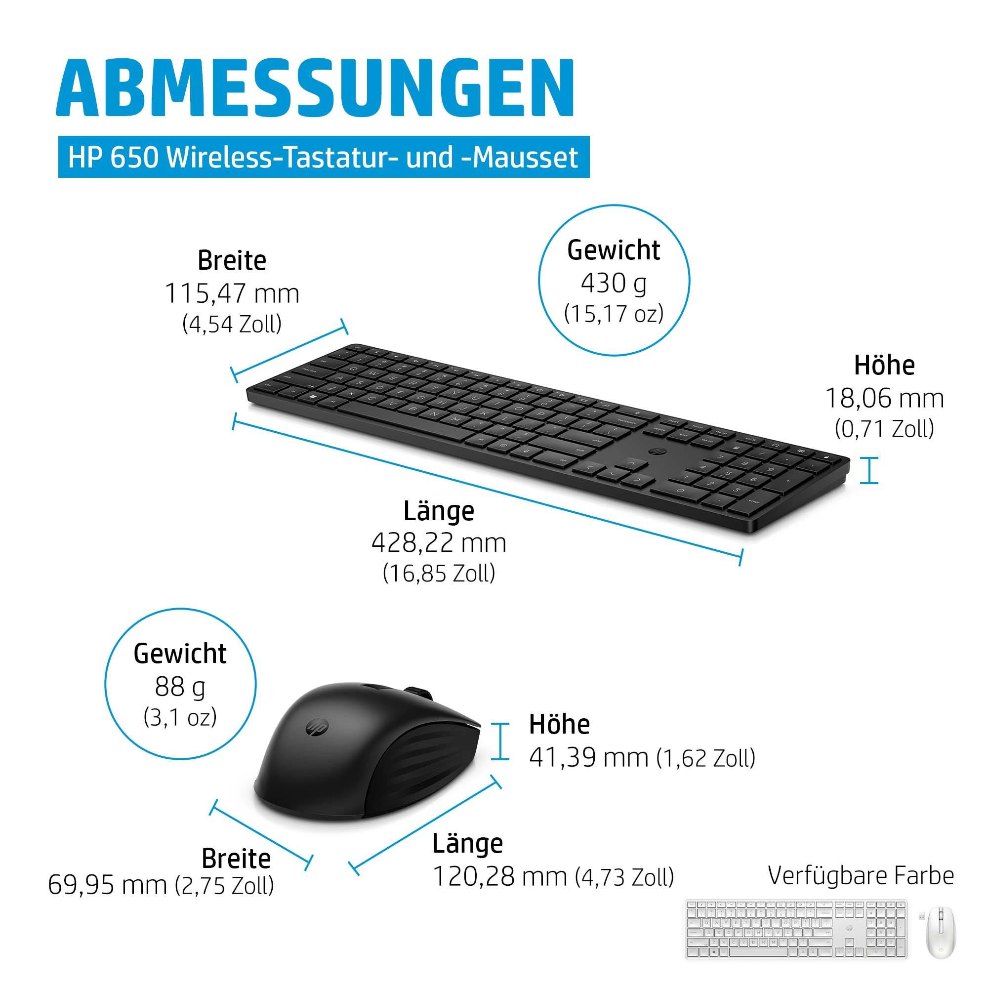 HP 650 - Tastatur-und-Maus-Set - kabellos - 2,4 GHz - Schwarz - für Laptop 15-dw1025nk, Pavilion Plus Laptop 14-eh0660nd-3