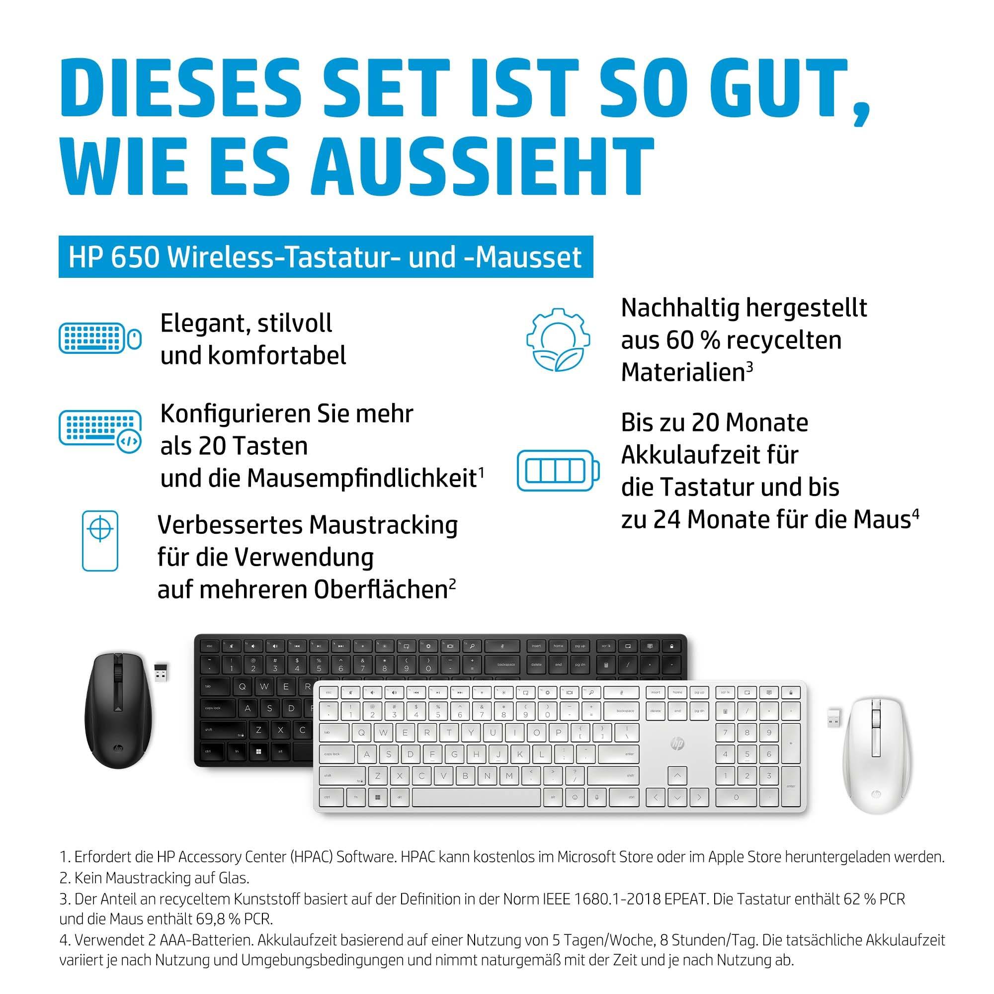 HP 650 - Tastatur-und-Maus-Set - kabellos - 2,4 GHz - Schwarz - für Laptop 15-dw1025nk, Pavilion Plus Laptop 14-eh0660nd-4
