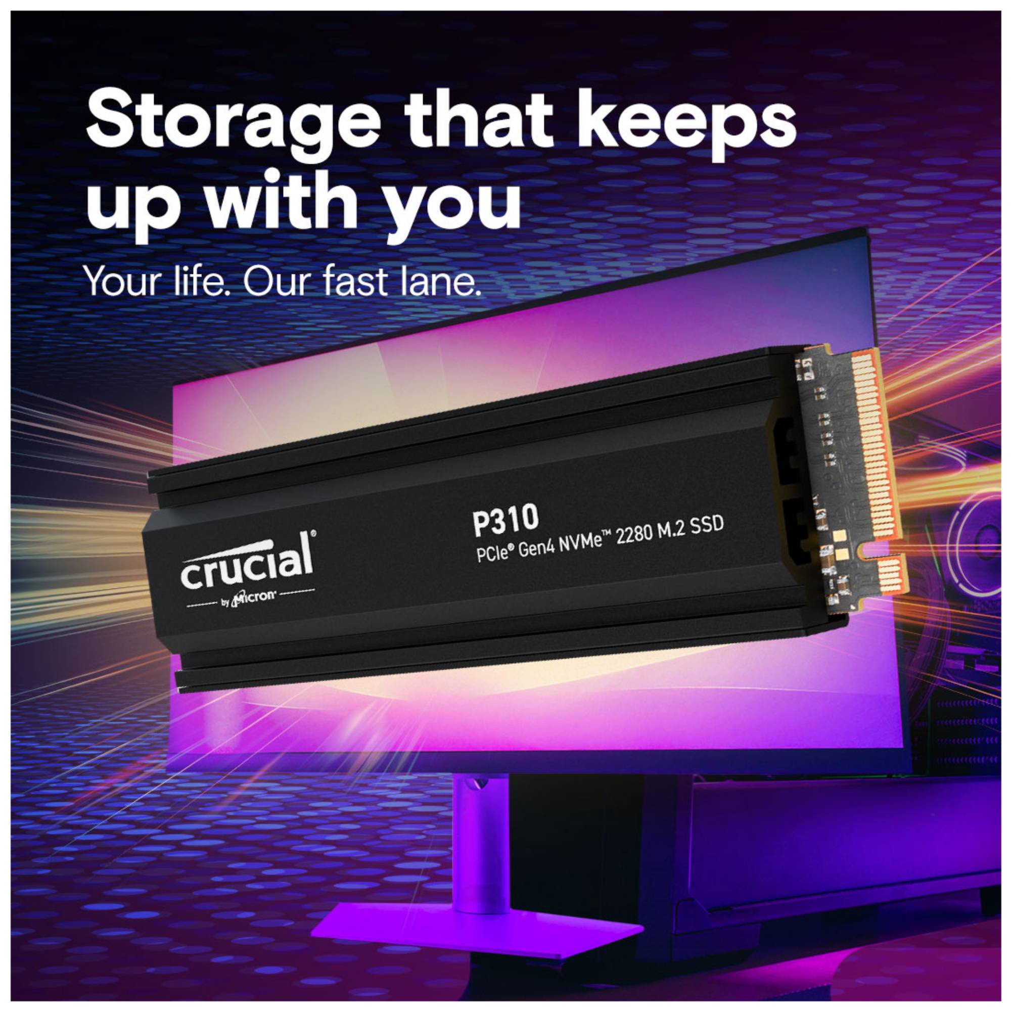 Crucial CT4000P310SSD5 P310 4TB PCIe Gen4 NVMe 2280 M.2 SSD con dissipatore-4