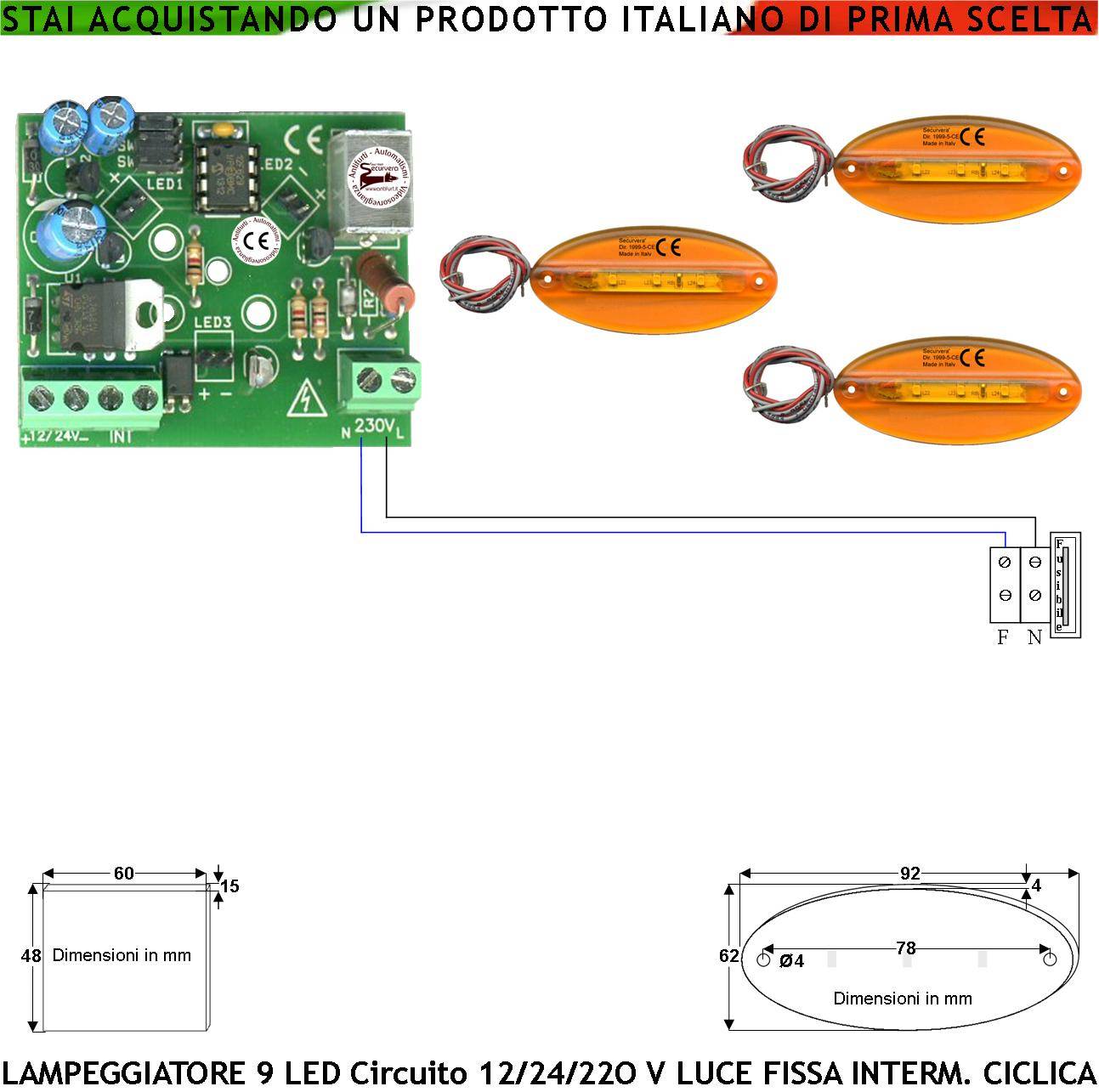 Monitore Lampeggiante Arancione Ovale Piatta Circuito Multifumzioni Scelta Luce Fissa Intermittente Ciclica Il Circuit-0