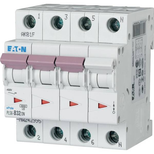 Eaton - 242995 - Miniature circuit breaker (MCB), 32 A, 3p+N, characteristic: B