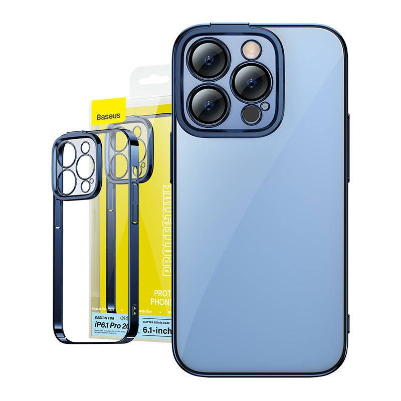 Baseus - ARMC021303 - Baseus Glitter Schutzset Transparentes Etui e gehärtetes Vetro per iPhone 14 Pro (blu)-0