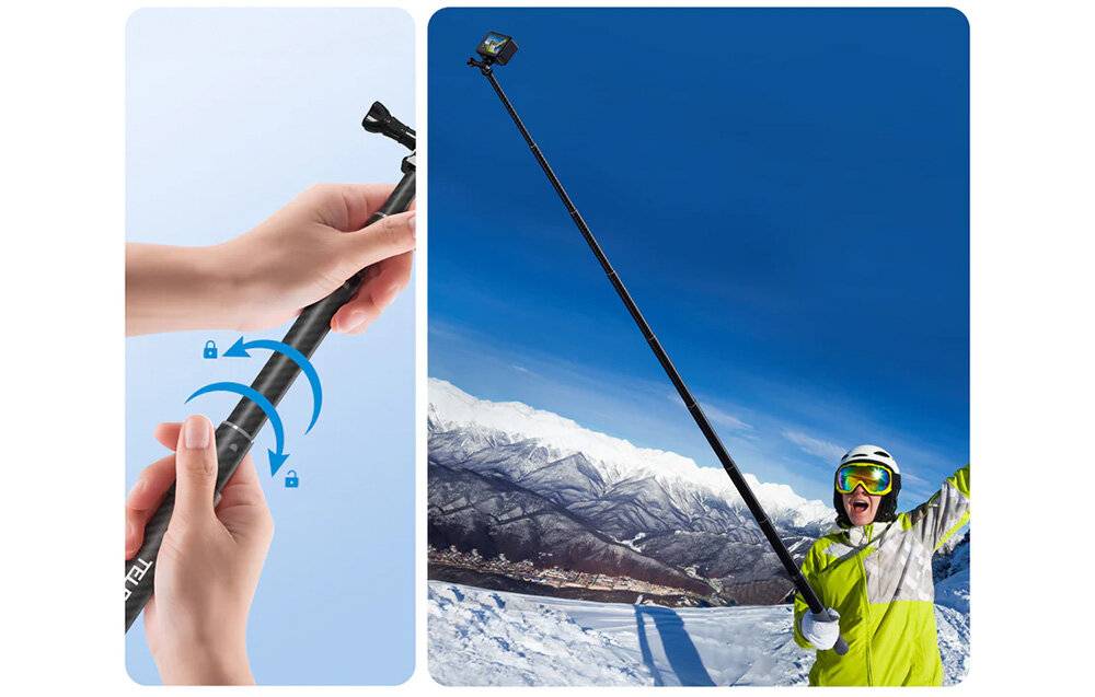 Immagine premio per Telesin - GP-MNP-300-3 - 3 m langer Selfie-Stick aus Carbonfaser von Telesin per Kameras GP-MNP-300-3