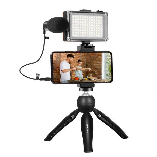 Puluz - PKT3132B - Puluz Live-Aufnahme-Set Stativ + LED-Lampada + Mikrofon + Telefonclip PKT3132B