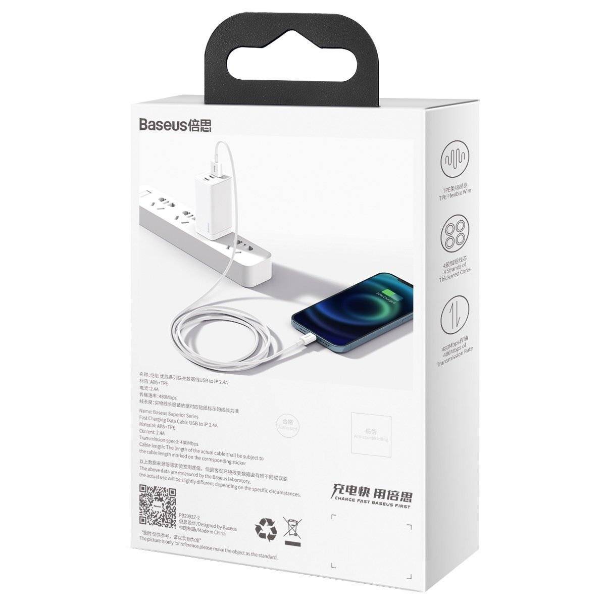 Immagine simbolo per Baseus - CALYS-A02 - USB-Cavo zu Lightning Baseus Superior Series, 2,4 A, 1 m (bianco)