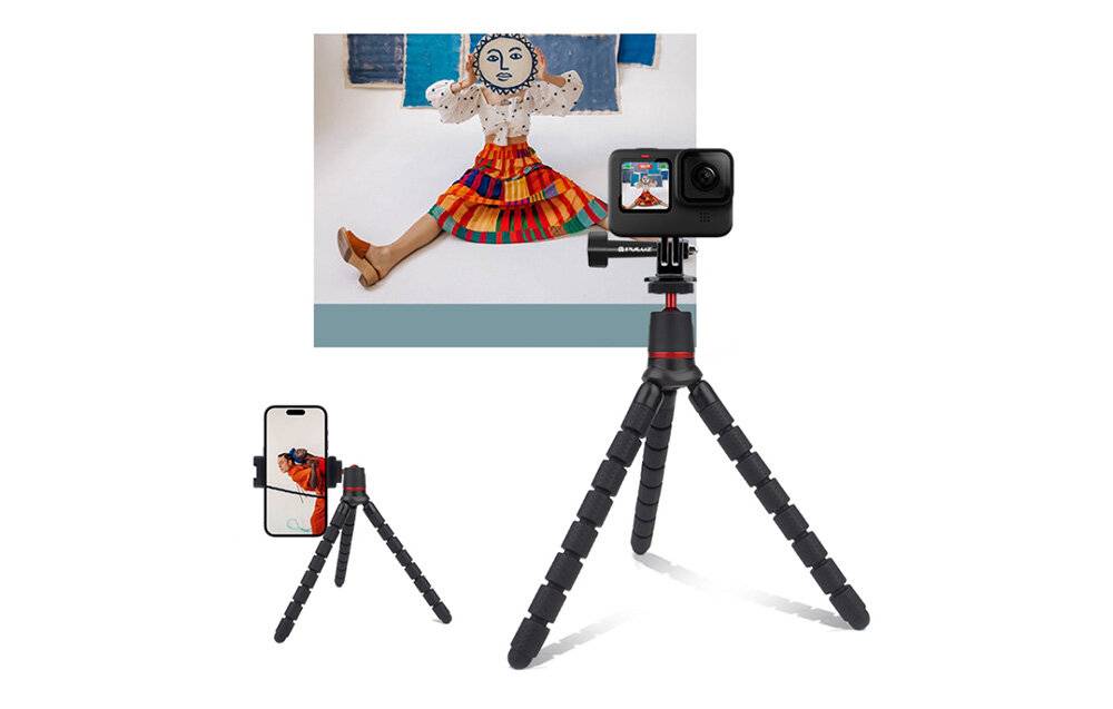 Puluz - PU860 - Flexibles Stativ PULUZ con Fernbedienung per Mobiltelefone (Apple) e Action cam (DJI Action, GoPro,-1