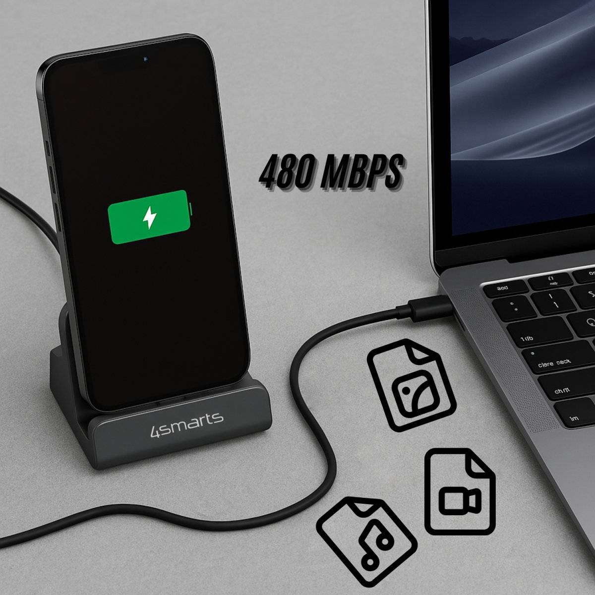 4smarts Ladestation VoltDock USB-C 60W grau (541426)-3