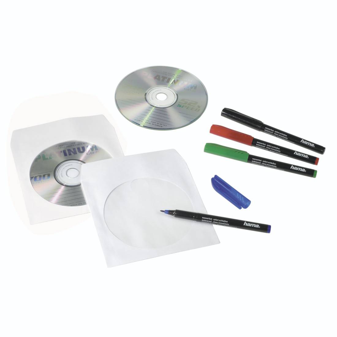 Buste di carta per CD Hama, bianche, confezione da 100 pezzi 1 disco Bianco-0