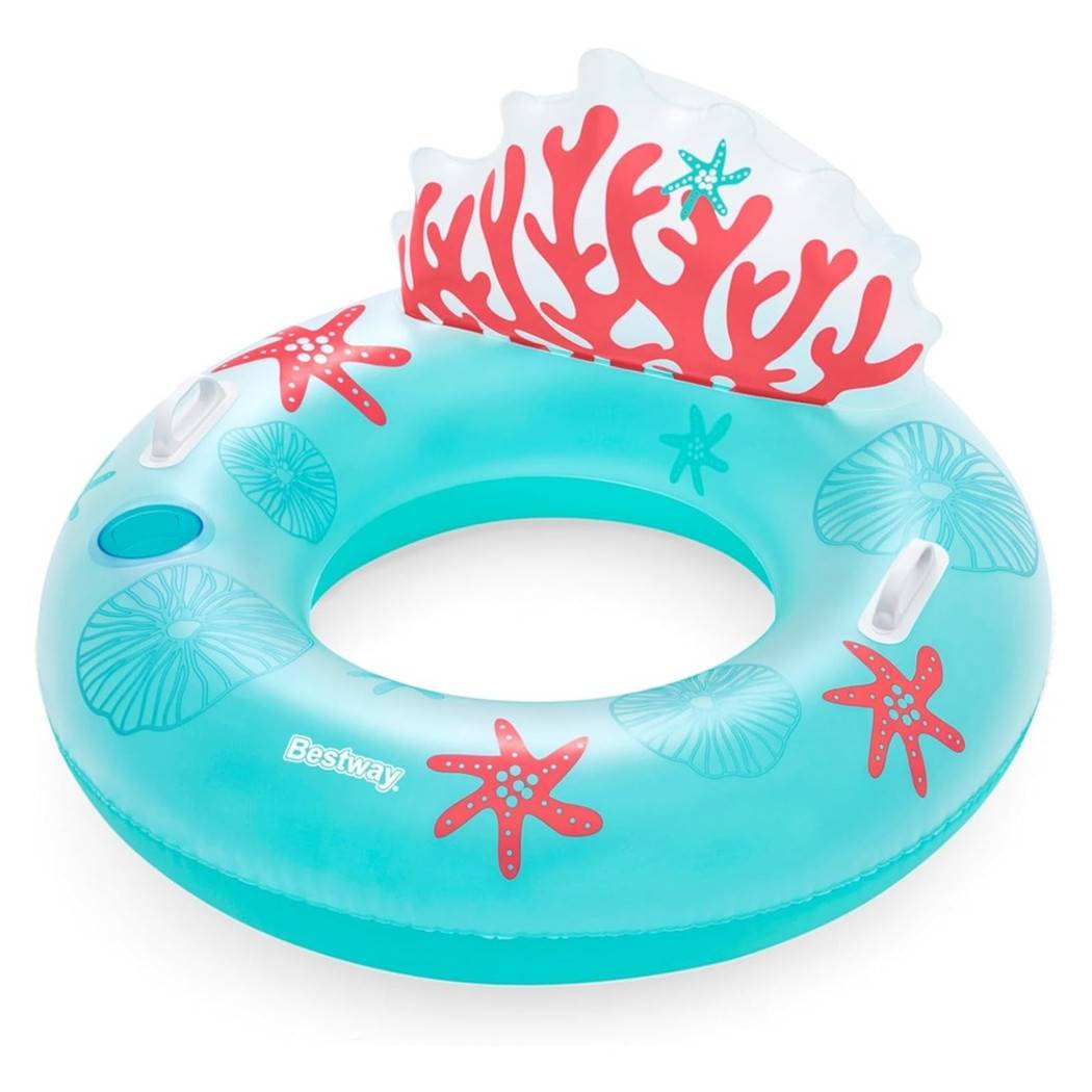 Poltrona Salvagente Gonfiabile Con Maniglie Portabicchiere Schienale Design Corallo 43730 --0