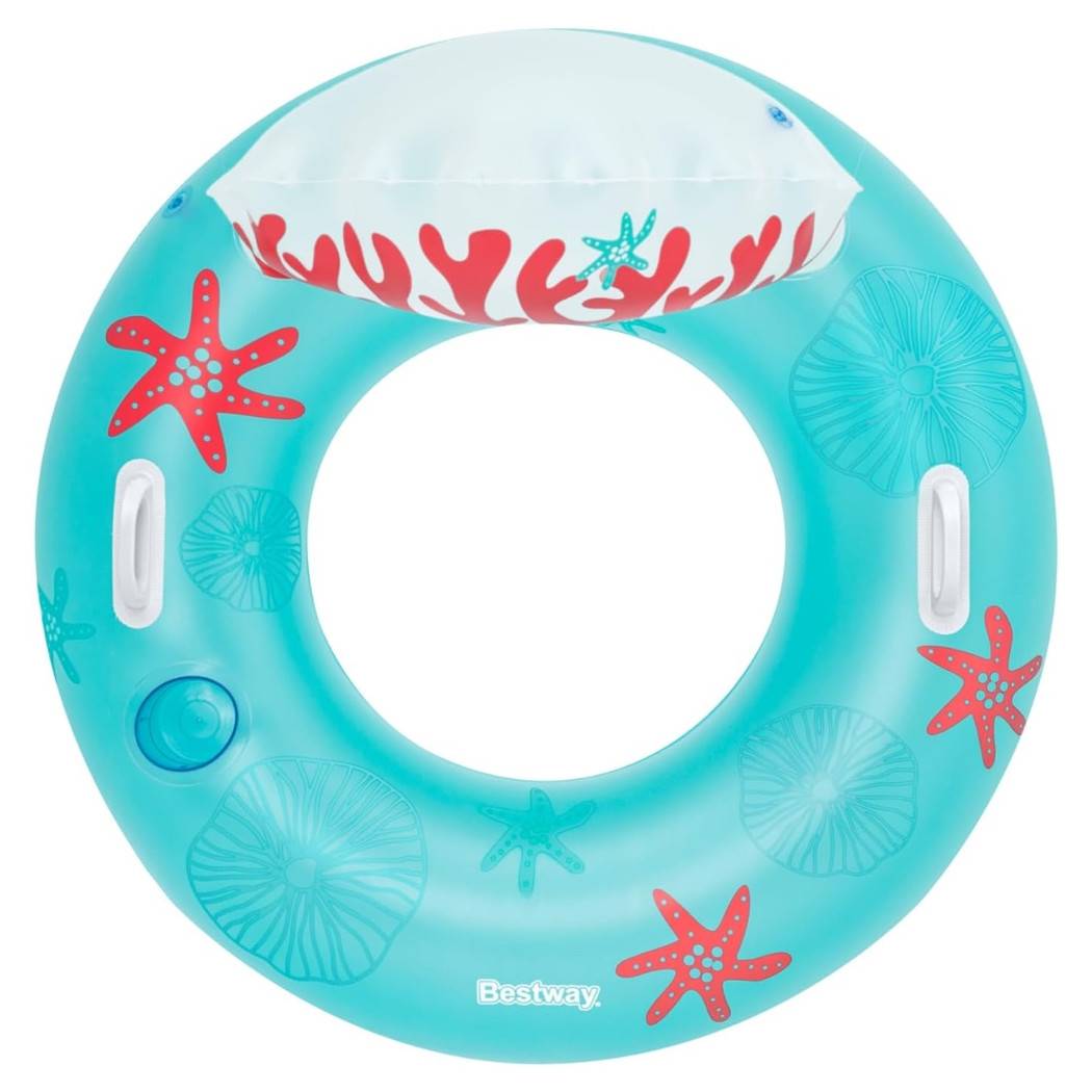 Poltrona Salvagente Gonfiabile Con Maniglie Portabicchiere Schienale Design Corallo 43730 --1