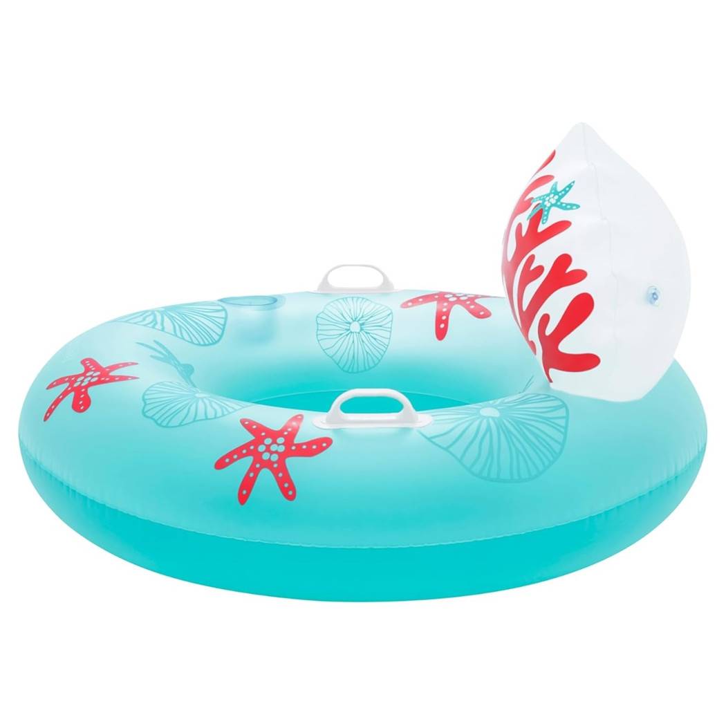 Poltrona Salvagente Gonfiabile Con Maniglie Portabicchiere Schienale Design Corallo 43730 --3